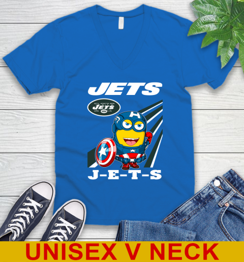 NFL Football New York Jets Captain America Marvel Avengers Minion Shirt V-Neck T-Shirt 5