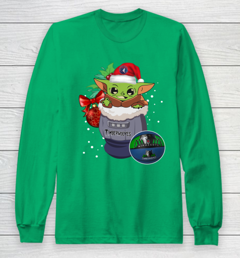 Minnesota Timberwolves Christmas Baby Yoda Star Wars Funny Happy NBA Long Sleeve T-Shirt 7