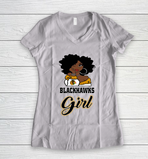 Chicago Blackhawks Girl NHL Women's V-Neck T-Shirt 2