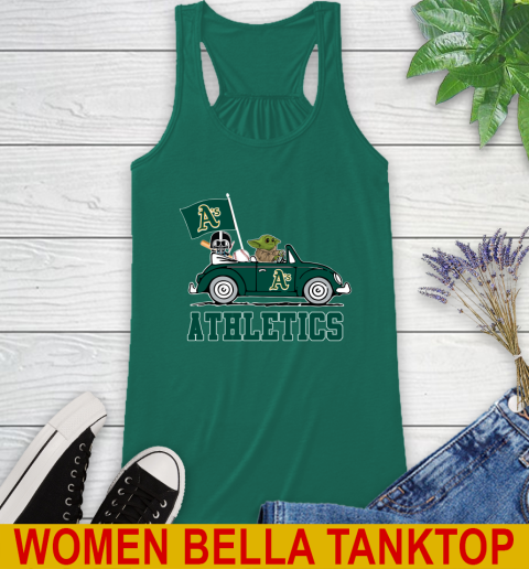 MLB Baseball Oakland Athletics Darth Vader Baby Yoda Driving Star Wars Shirt Racerback Tank 7