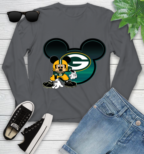 NFL Green Bay Packers Mickey Mouse Disney Football T Shirt Youth Long Sleeve 8