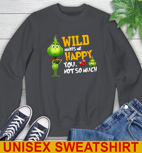 NHL Minnesota Wild Makes Me Happy You Not So Much Grinch Hockey Sports Sweatshirt 7