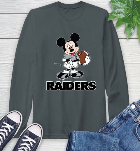 NFL Football Oakland Raiders Cheerful Mickey Mouse Shirt Long Sleeve T-Shirt 7