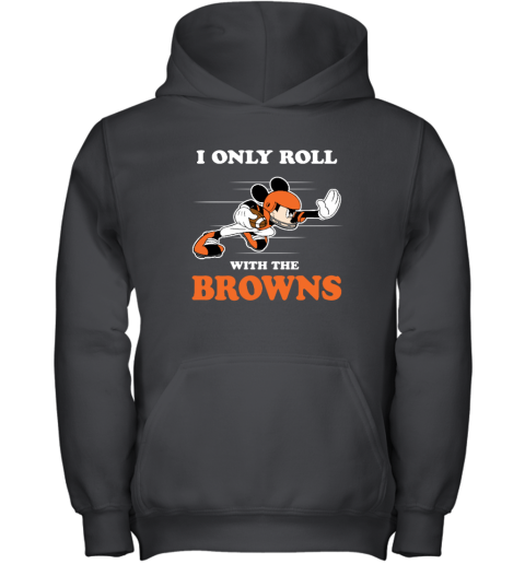 NFL Mickey Mouse I Only Roll With Cleveland Browns Youth Hooded