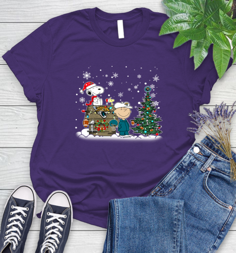 NFL Jacksonville Jaguars Snoopy Charlie Brown Christmas Football Super Bowl Sports Women's T-Shirt 4