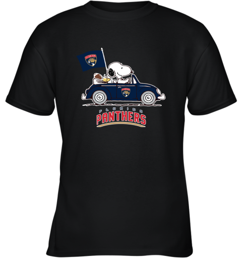 Snoopy And Woodstock Ride The Floria Panthers Car NFL Youth T-Shirt