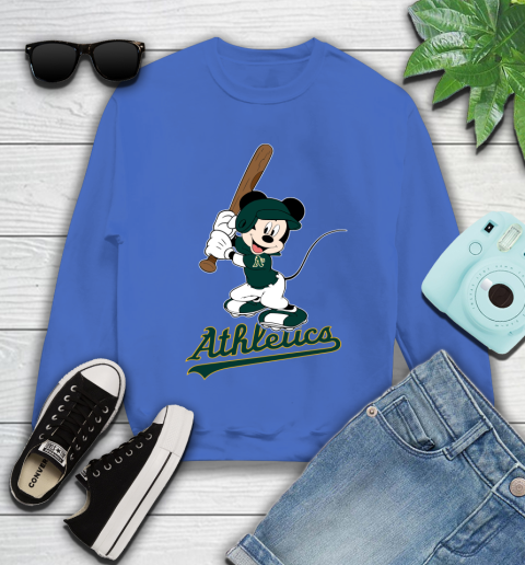 MLB Baseball Oakland Athletics Cheerful Mickey Mouse Shirt Youth Sweatshirt 7