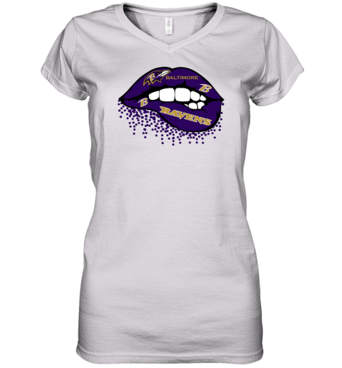 Baltimore Ravens Inspired Lips Women's V-Neck T-Shirt