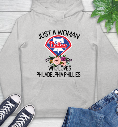 MLB Just A Woman Who Loves Philadelphia Phillies Baseball Sports Hoodie