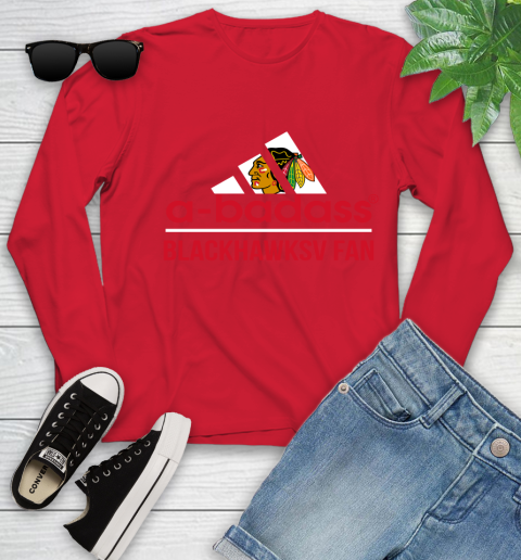 NHL A Badass Chicago Blackhawks Fan Adidas Hockey Sports Youth Long Sleeve 11