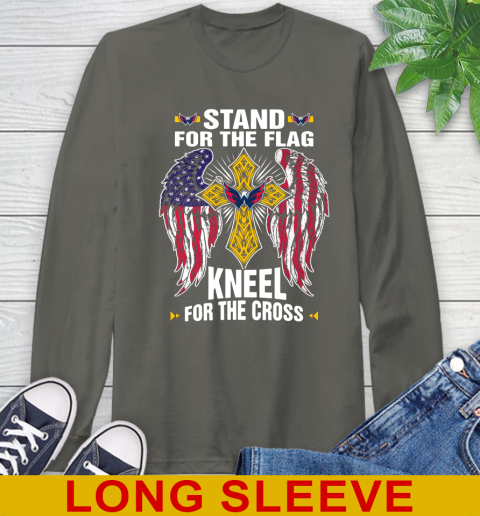 NHL Hockey Washington Capitals Stand For Flag Kneel For The Cross Shirt Long Sleeve T-Shirt 10