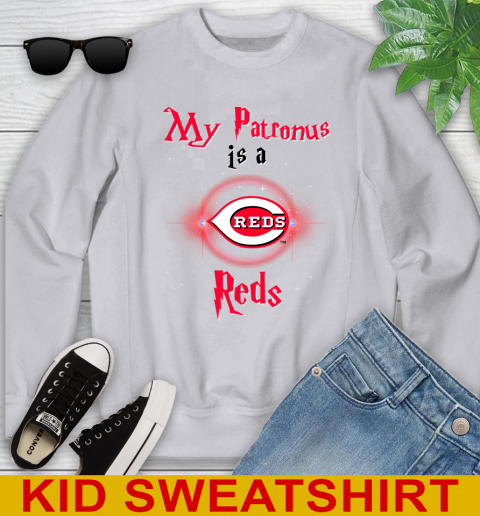 MLB Baseball Harry Potter My Patronus Is A Cincinnati Reds Youth Sweatshirt 3