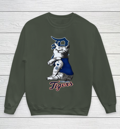 MLB Baseball My Cat Loves Detroit Tigers Youth Sweatshirt 8