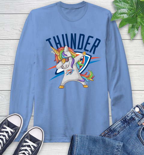 Oklahoma City Thunder NBA Basketball Funny Unicorn Dabbing Sports Long Sleeve T-Shirt 11