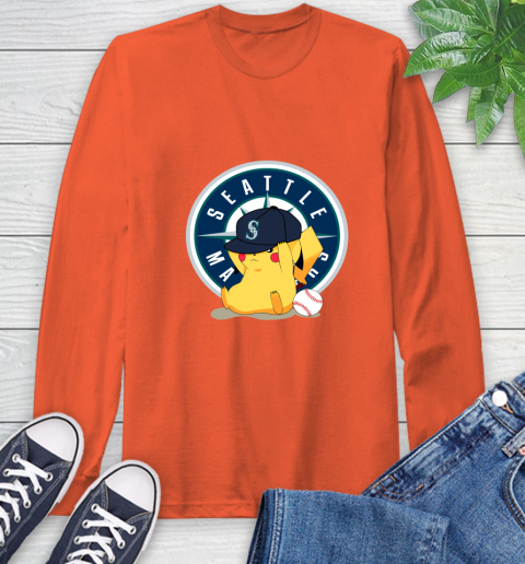 MLB Pikachu Baseball Sports Seattle Mariners Long Sleeve T-Shirt 5