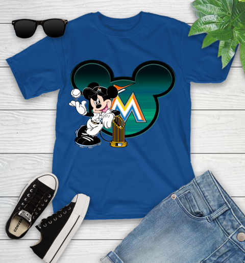 MLB Miami Marlins The Commissioner's Trophy Mickey Mouse Disney Youth T-Shirt 9