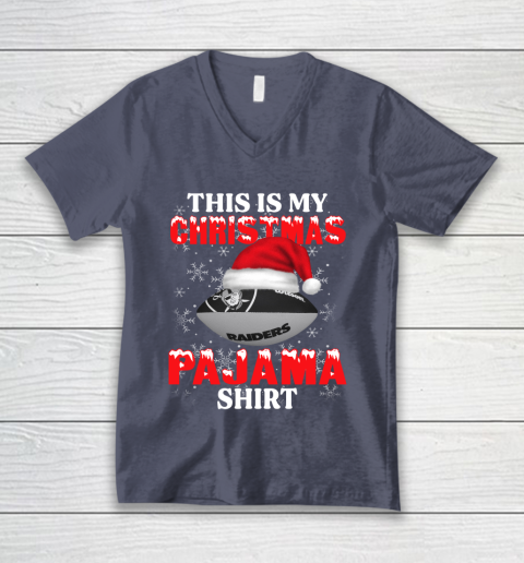 Oakland Raiders This Is My Christmas Pajama Shirt NFL V-Neck T-Shirt 7