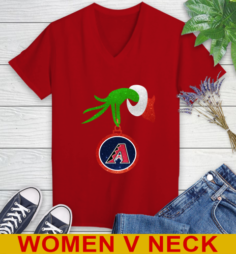 Arizona Diamondbacks Grinch Merry Christmas MLB Baseball Women's V-Neck T-Shirt 12
