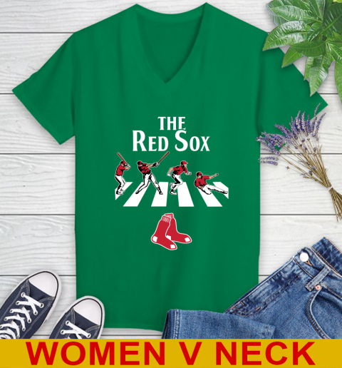 MLB Baseball Boston Red Sox The Beatles Rock Band Shirt Women's V-Neck T-Shirt 5