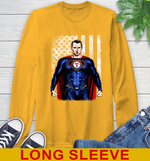 MLB Baseball Texas Rangers Superman DC Shirt Long Sleeve T-Shirt 2