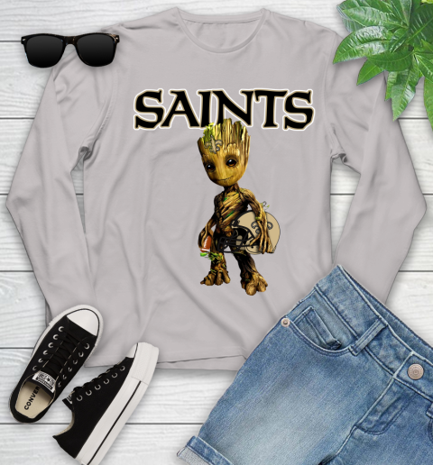 New Orleans Saints NFL Football Groot Marvel Guardians Of The Galaxy Youth Long Sleeve 12