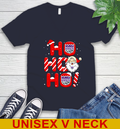 Sacramento Kings NBA Basketball Ho Ho Ho Santa Claus Merry Christmas Shirt V-Neck T-Shirt 2