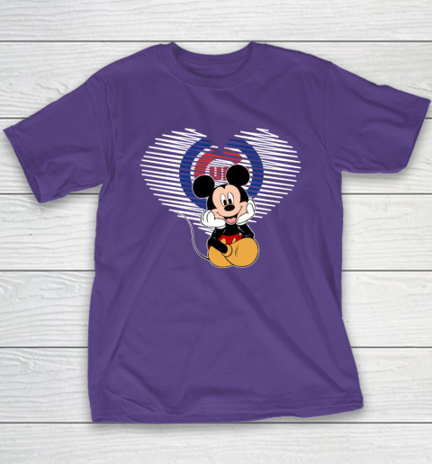 MLB Chicago Cubs The Heart Mickey Mouse Disney Baseball Youth T-Shirt 3