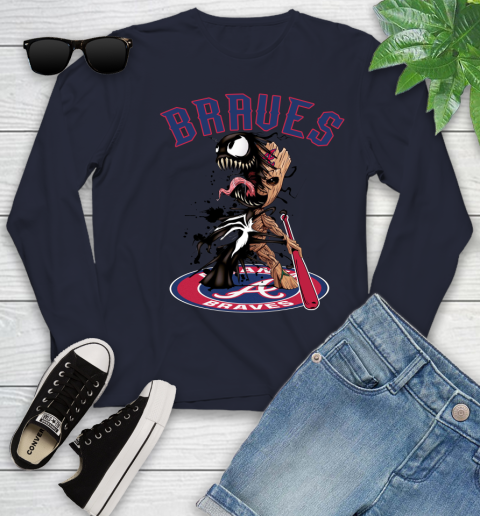 MLB Atlanta Braves Baseball Venom Groot Guardians Of The Galaxy Youth Long Sleeve 3