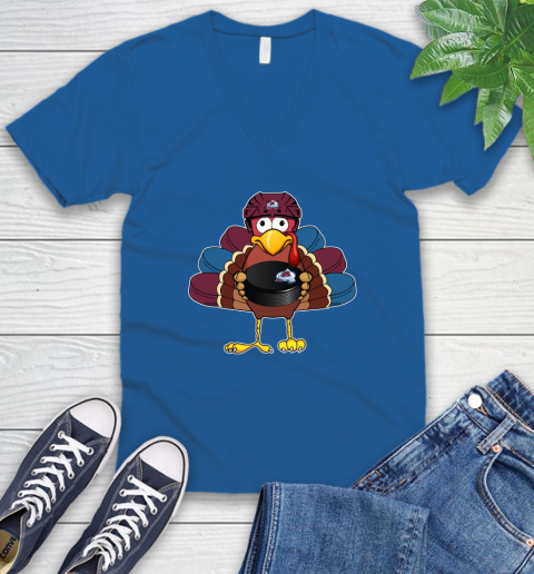 Colorado Avalanche Turkey Thanksgiving Day V-Neck T-Shirt 7 Colorado Avalanche Turkey Thanksgiving Day V-Neck T-Shirt - Image 7