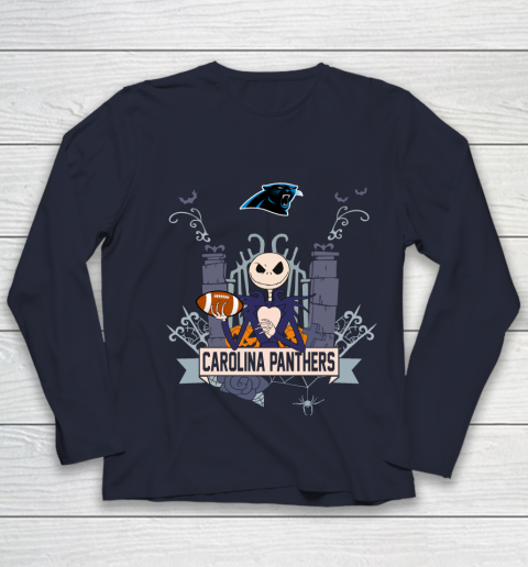 NFL Carolina Panthers Football Jack Skellington Halloween Youth Long Sleeve 2