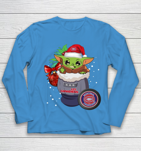 Montreal Canadiens Christmas Baby Yoda Star Wars Funny Happy NHL Youth Long Sleeve 7
