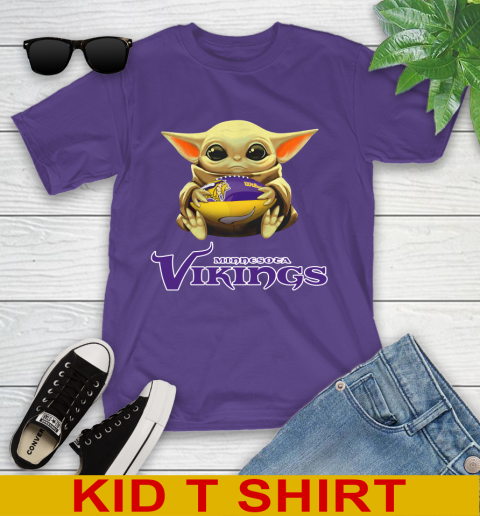 NFL Football Minnesota Vikings Baby Yoda Star Wars Shirt Youth T-Shirt 4