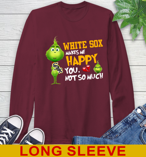 MLB Chicago White Sox Makes Me Happy You Not So Much Grinch Baseball Sports Long Sleeve T-Shirt 7