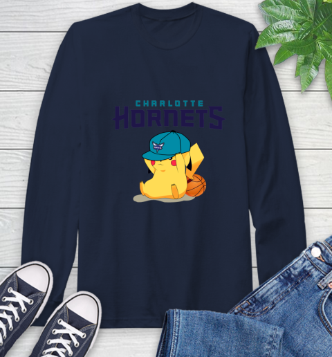 NBA Pikachu Basketball Sports Charlotte Hornets Long Sleeve T-Shirt 4