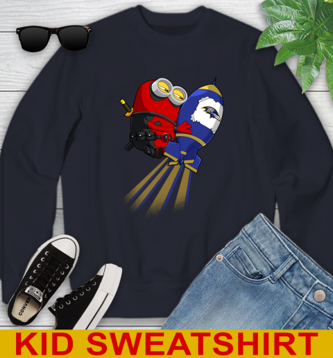 NFL Football Baltimore Ravens Deadpool Minion Marvel Shirt Youth Sweatshirt 2
