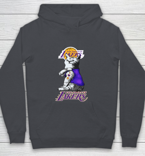 NBA Basketball My Cat Loves Los Angeles Lakers Youth Hoodie 5