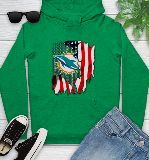 Miami Dolphins NFL Football American Flag Youth Hoodie - Image 10