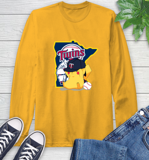 MLB Pikachu Baseball Sports Minnesota Twins Long Sleeve T-Shirt 3