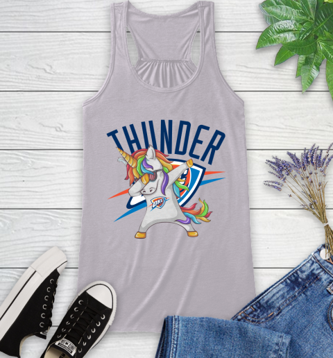 Oklahoma City Thunder NBA Basketball Funny Unicorn Dabbing Sports Racerback Tank 5