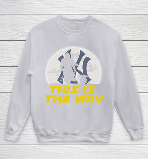New York Yankees MLB Baseball Star Wars Yoda And Mandalorian This Is The Way Youth Sweatshirt 3
