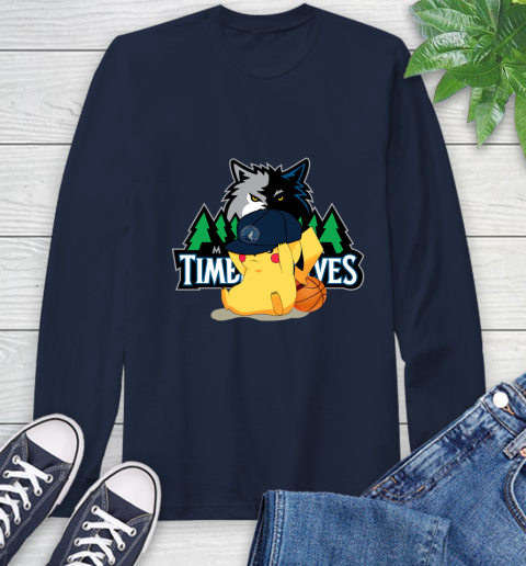 NBA Pikachu Basketball Sports Minnesota Timberwolves Long Sleeve T-Shirt 4