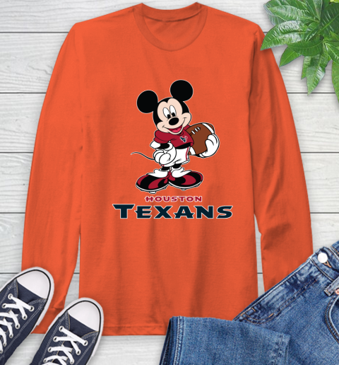 NFL Football Houston Texans Cheerful Mickey Mouse Shirt Long Sleeve T-Shirt 5