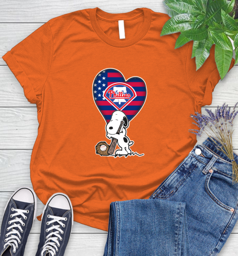 Philadelphia Phillies MLB Baseball The Peanuts Movie Adorable Snoopy Women's T-Shirt 4