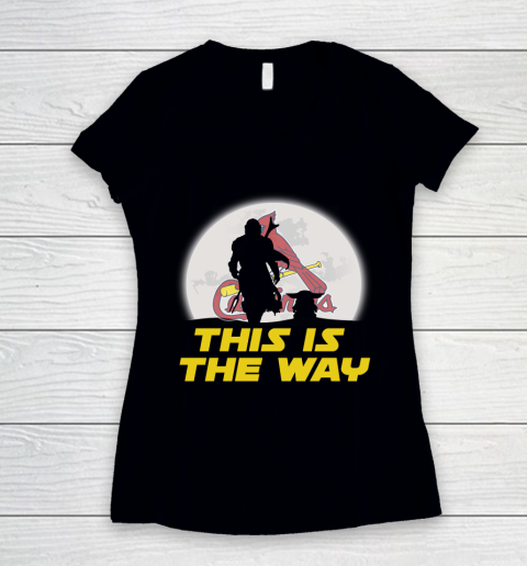 St.Louis Cardinals MLB Baseball Star Wars Yoda And Mandalorian This Is The Way Women's V-Neck T-Shirt