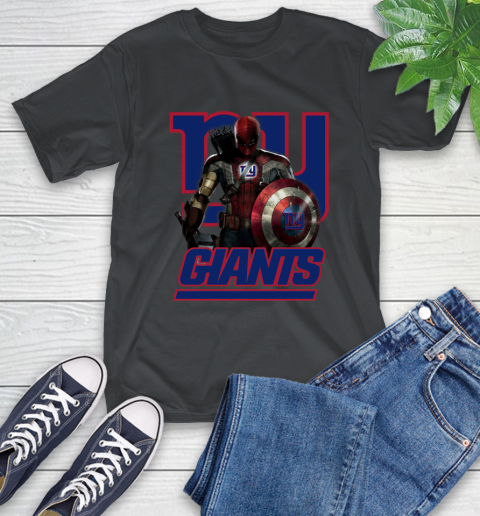 NFL Captain America Thor Spider Man Hawkeye Avengers Endgame Football New York Giants T-Shirt 2