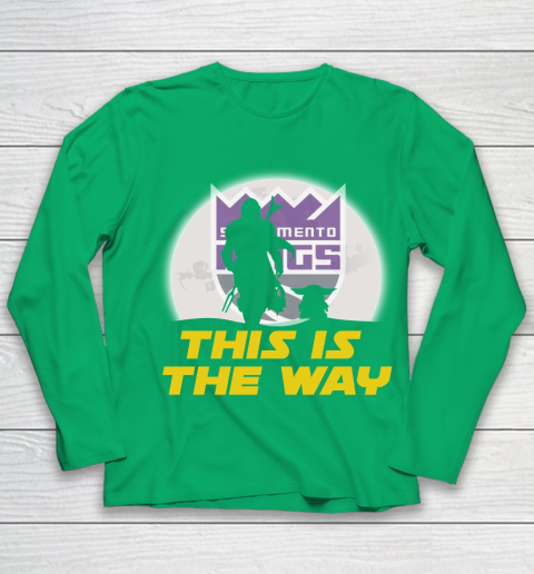 Sacramento Kings NBA Basketball Star Wars Yoda And Mandalorian This Is The Way Youth Long Sleeve 4