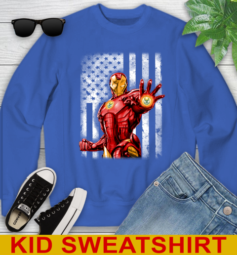 Milwaukee Bucks NBA Basketball Iron Man Avengers American Flag Shirt Youth Sweatshirt 6