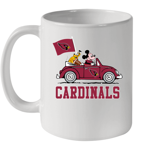 NFL Football Arizona Cardinals Pluto Mickey Driving Disney Shirt Ceramic Mug 11oz