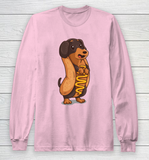 Wiener Dog Hotdog Bun Dachshund Funny Foodie Gift Hot Dog Long Sleeve T-Shirt 6