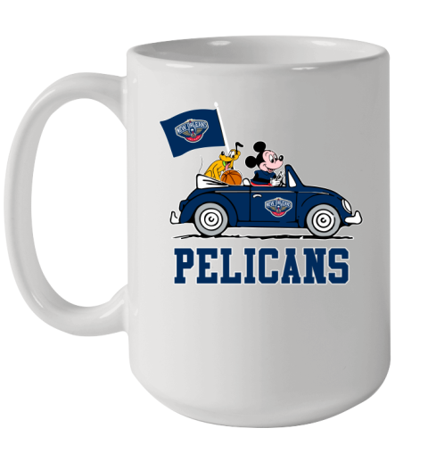 NBA Basketball New Orleans Pelicans Pluto Mickey Driving Disney Shirt Ceramic Mug 15oz